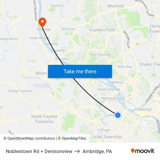 Noblestown Rd + Denisonview to Ambridge, PA map