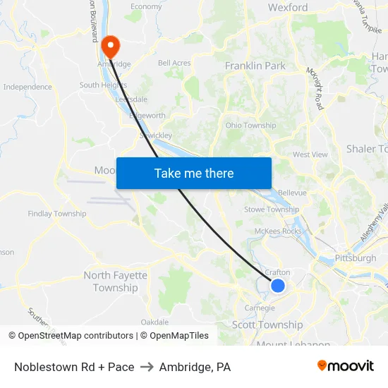 Noblestown Rd + Pace to Ambridge, PA map