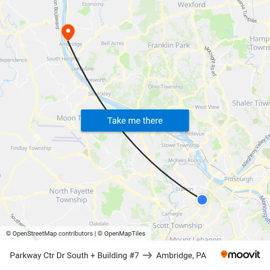 Parkway Ctr Dr South + Building #7 to Ambridge, PA map
