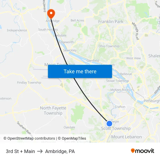 3rd St + Main to Ambridge, PA map