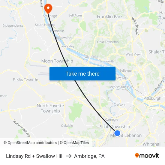 Lindsay Rd + Swallow Hill to Ambridge, PA map