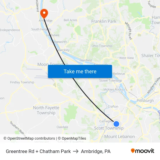 Greentree Rd + Chatham Park to Ambridge, PA map