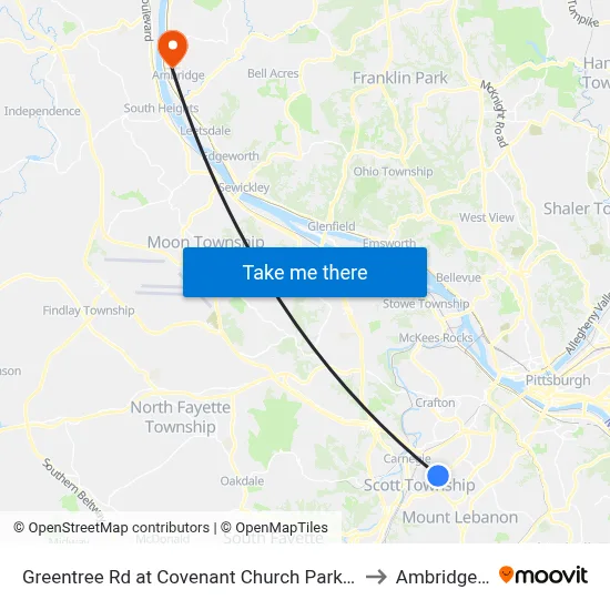 Greentree Rd at Covenant Church Park And Ride to Ambridge, PA map