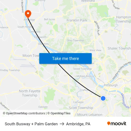 South Busway + Palm Garden to Ambridge, PA map