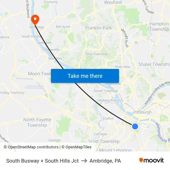 South Busway + South Hills Jct to Ambridge, PA map