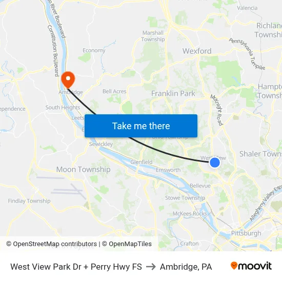 West View Park Dr + Perry Hwy FS to Ambridge, PA map