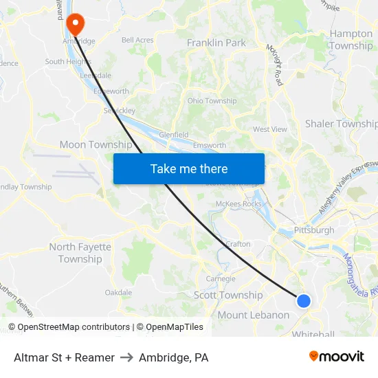 Altmar St + Reamer to Ambridge, PA map