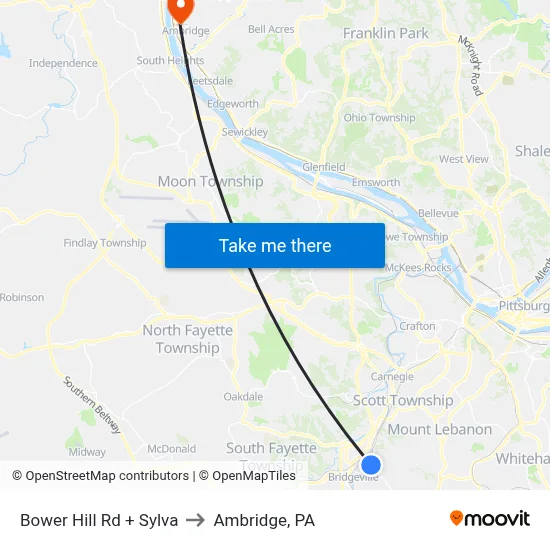 Bower Hill Rd + Sylva to Ambridge, PA map