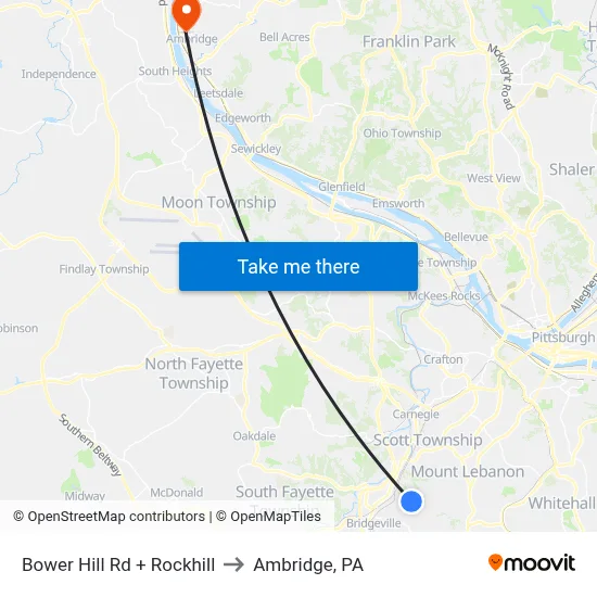 Bower Hill Rd + Rockhill to Ambridge, PA map