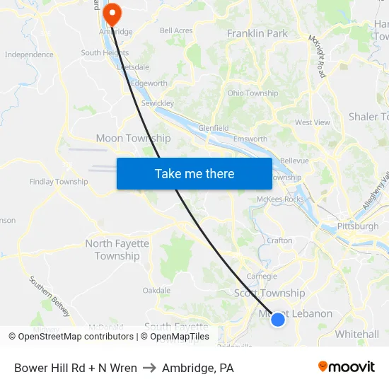 Bower Hill Rd + N Wren to Ambridge, PA map