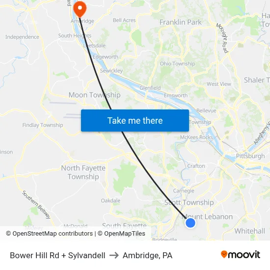 Bower Hill Rd + Sylvandell to Ambridge, PA map