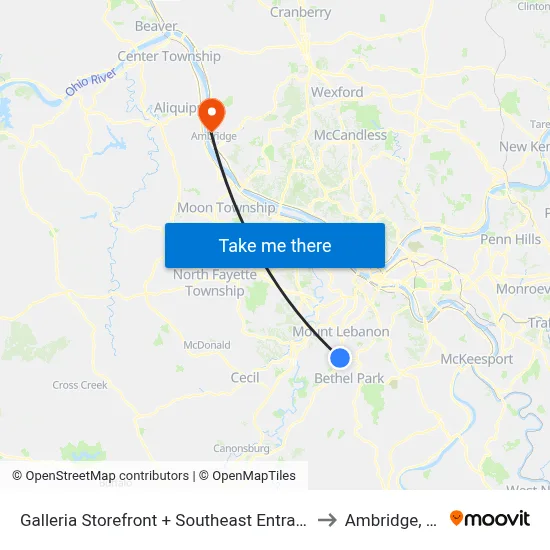 Galleria Storefront + Southeast Entrance to Ambridge, PA map