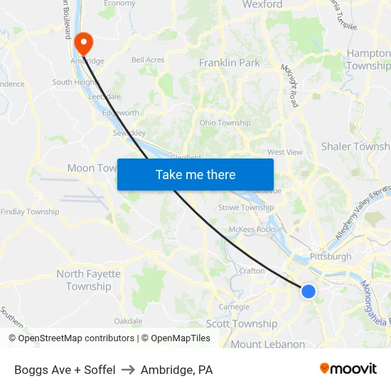Boggs Ave + Soffel to Ambridge, PA map