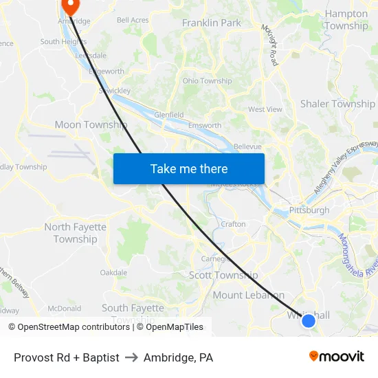 Provost Rd + Baptist to Ambridge, PA map