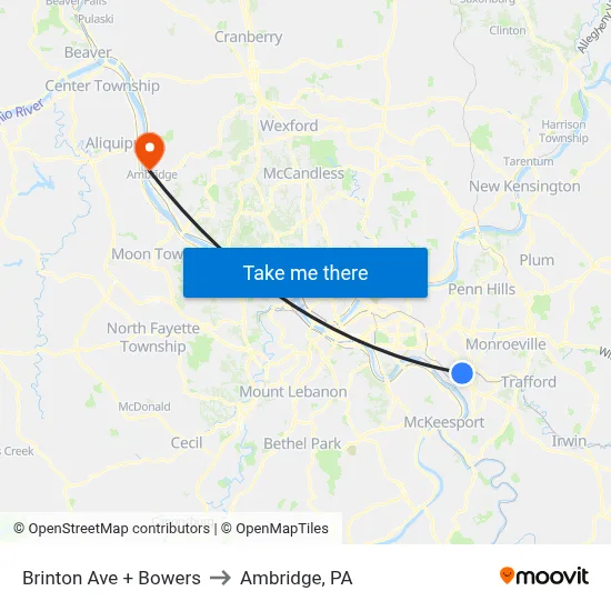 Brinton Ave + Bowers to Ambridge, PA map