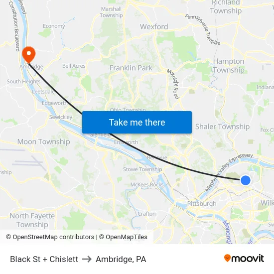 Black St + Chislett to Ambridge, PA map