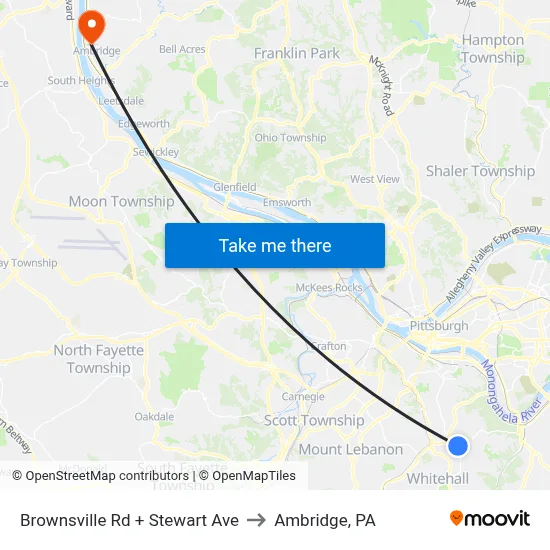 Brownsville Rd + Stewart Ave to Ambridge, PA map