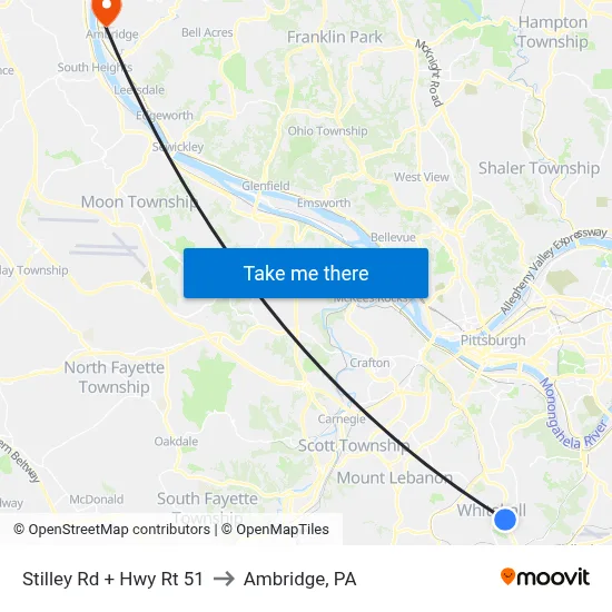 Stilley Rd + Hwy Rt 51 to Ambridge, PA map