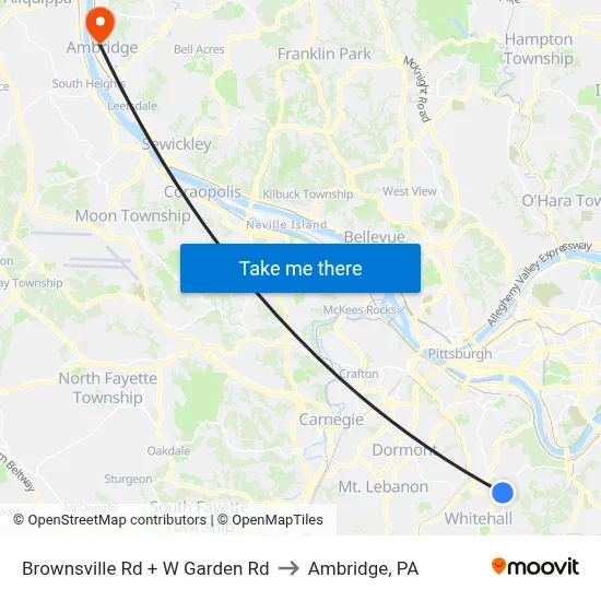 Brownsville Rd + W Garden Rd to Ambridge, PA map