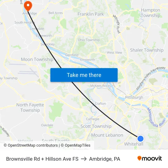 Brownsville Rd + Hillson Ave FS to Ambridge, PA map