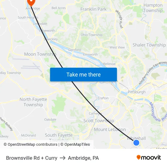 Brownsville Rd + Curry to Ambridge, PA map