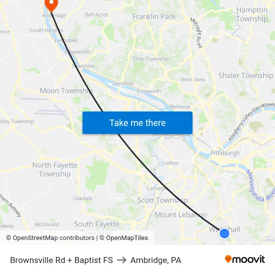 Brownsville Rd + Baptist FS to Ambridge, PA map
