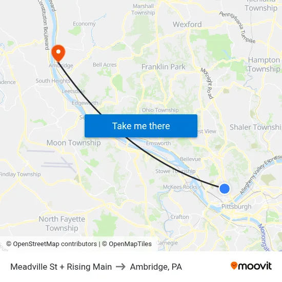 Meadville St + Rising Main to Ambridge, PA map