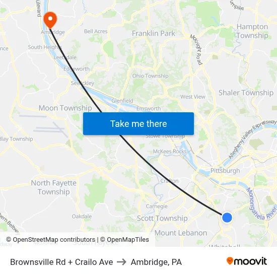 Brownsville Rd + Crailo Ave to Ambridge, PA map