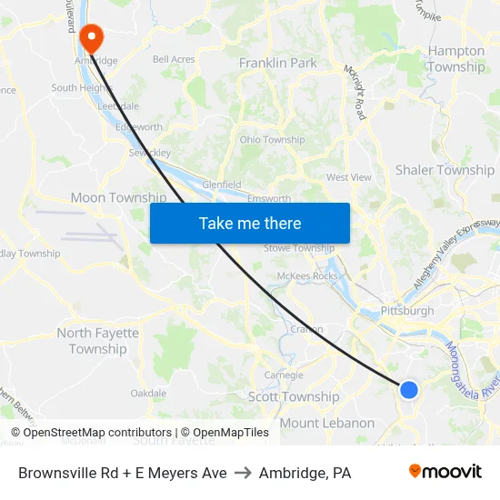 Brownsville Rd + E Meyers Ave to Ambridge, PA map