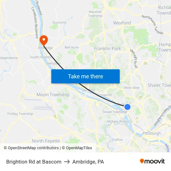 Brightion Rd at Bascom to Ambridge, PA map