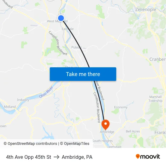 4th Ave Opp 45th St to Ambridge, PA map
