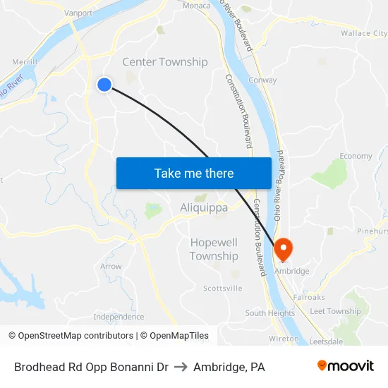 Brodhead Rd Opp Bonanni Dr to Ambridge, PA map