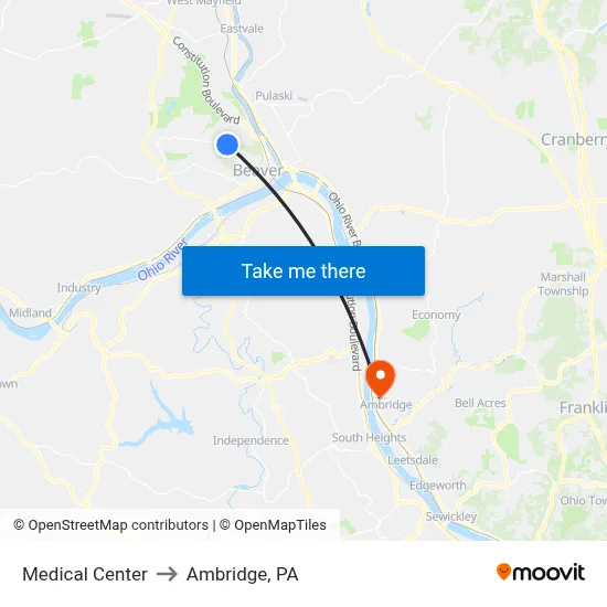 Medical Center to Ambridge, PA map