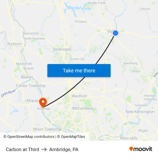Carbon at Third to Ambridge, PA map
