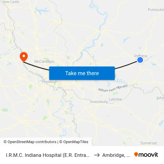 I.R.M.C. Indiana Hospital (E.R. Entrance to Ambridge, PA map