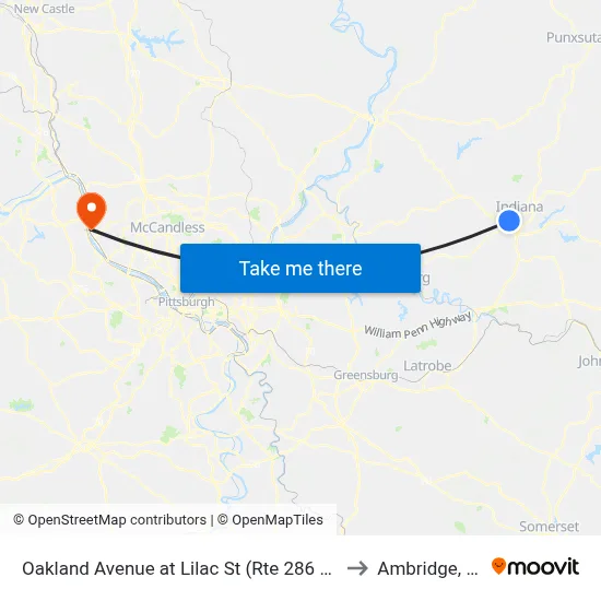 Oakland Avenue at Lilac St (Rte 286 East to Ambridge, PA map