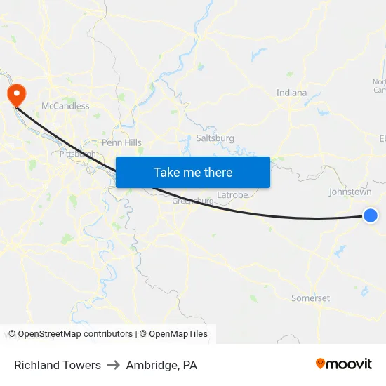 Richland Towers to Ambridge, PA map