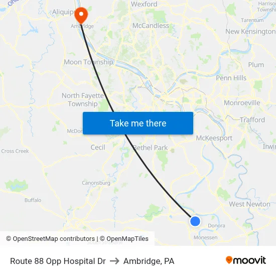 Route 88 Opp Hospital Dr to Ambridge, PA map