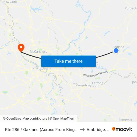 Rte 286 / Oakland (Across From King Buff to Ambridge, PA map