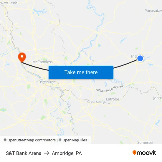 S&T Bank Arena to Ambridge, PA map