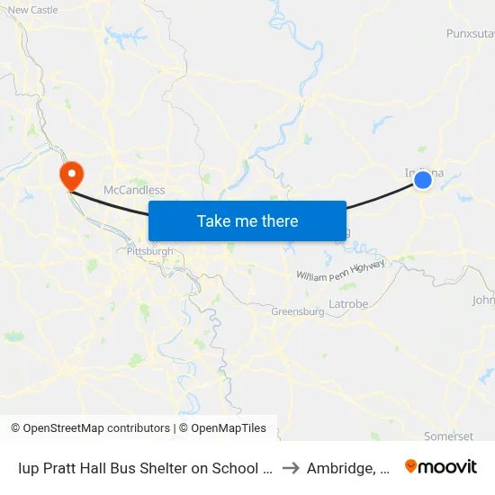 Iup Pratt Hall Bus Shelter on School St to Ambridge, PA map