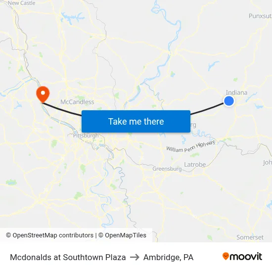 Mcdonalds at Southtown Plaza to Ambridge, PA map