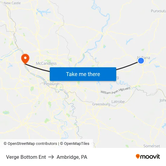 Verge Bottom Ent to Ambridge, PA map