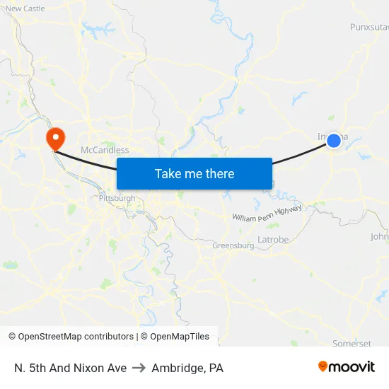 N. 5th And Nixon Ave to Ambridge, PA map