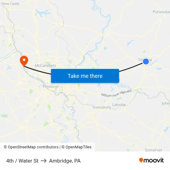 4th / Water St to Ambridge, PA map
