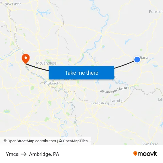 Ymca to Ambridge, PA map