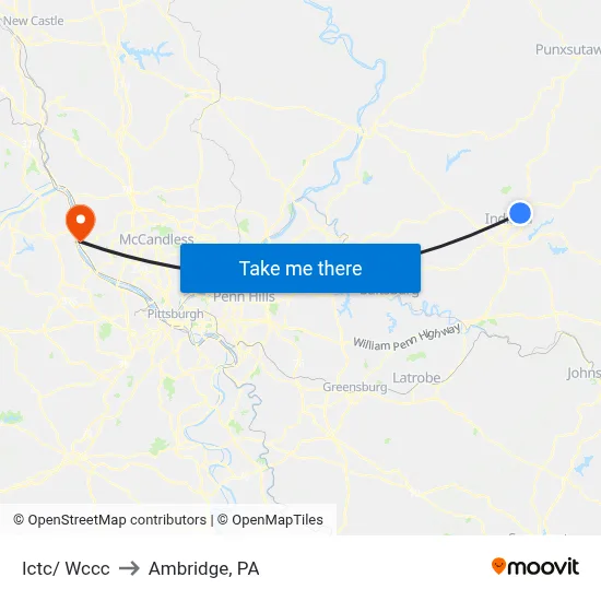 Ictc/ Wccc to Ambridge, PA map