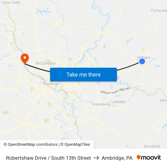 Robertshaw Drive / South 13th Street to Ambridge, PA map