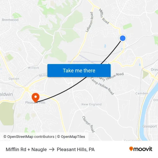 Mifflin Rd + Naugle to Pleasant Hills, PA map