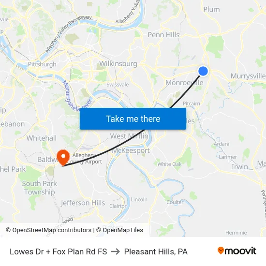 Lowes Dr + Fox Plan Rd FS to Pleasant Hills, PA map